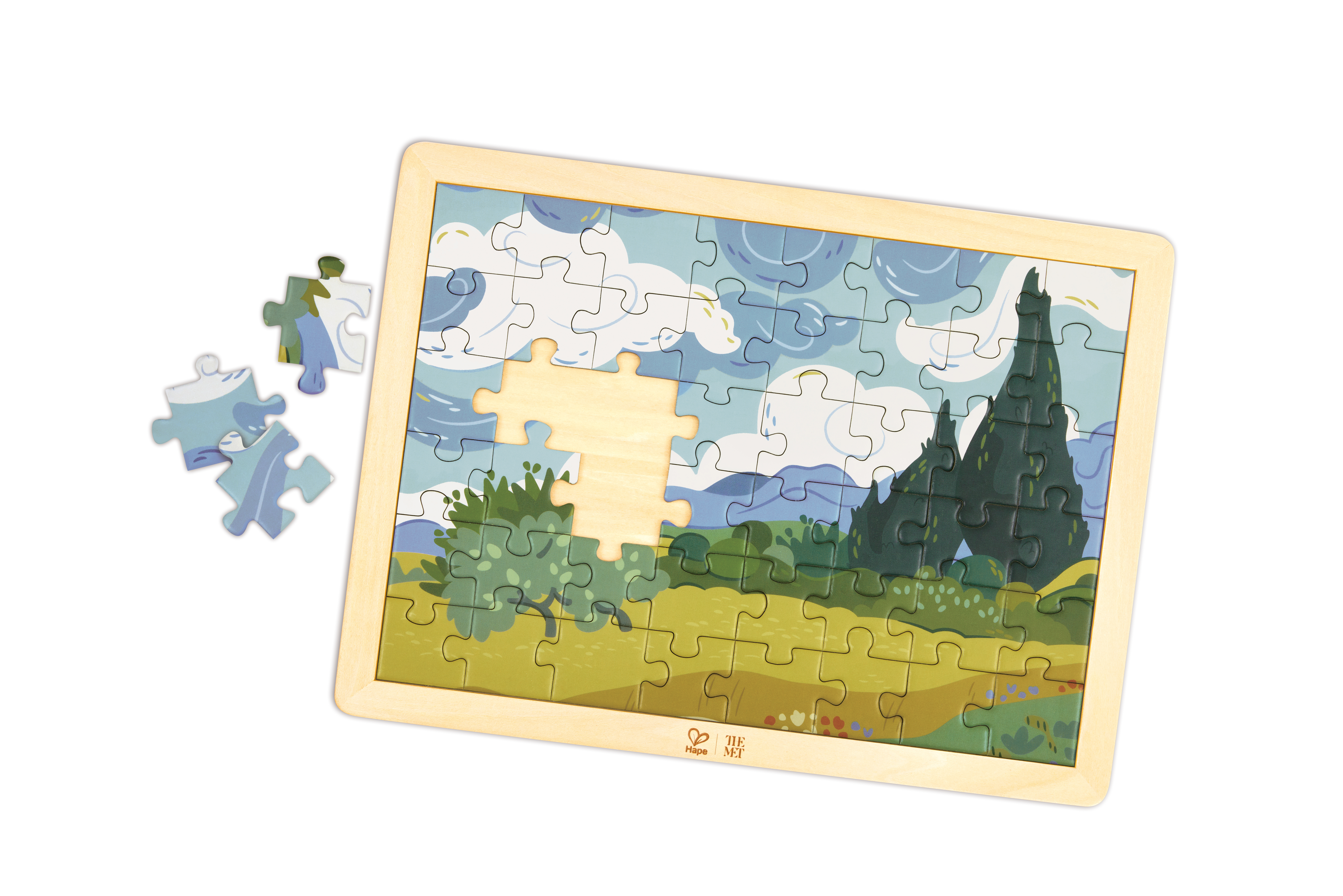 Puzzle "Weizenfeld mit Zypressen"