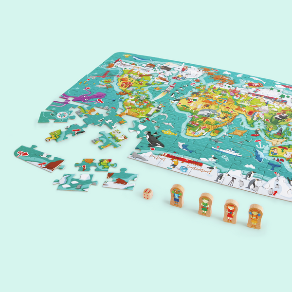 Puzzle 2 en 1 tour du monde