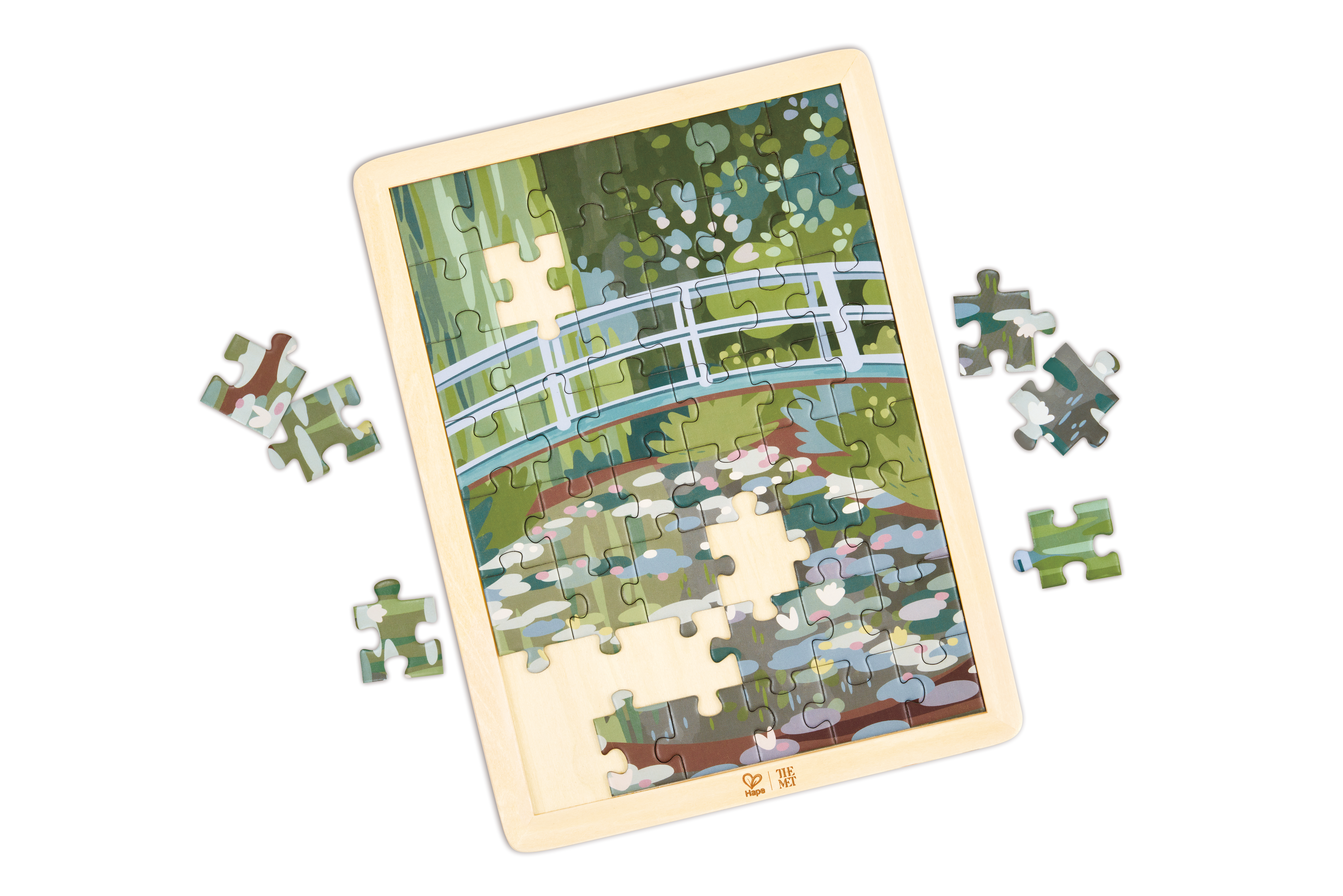 Puzzle "Brücke über einen Seerosenteich"