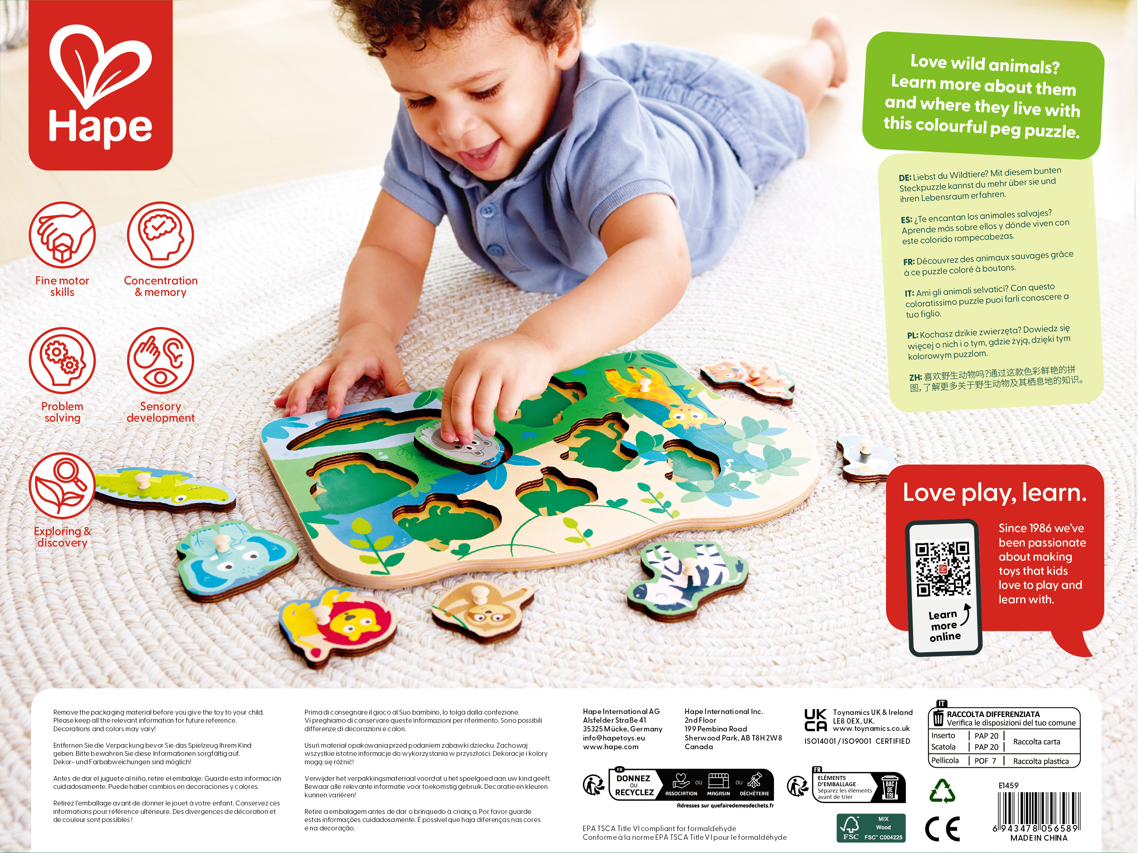 Wildtiere-Steckpuzzle