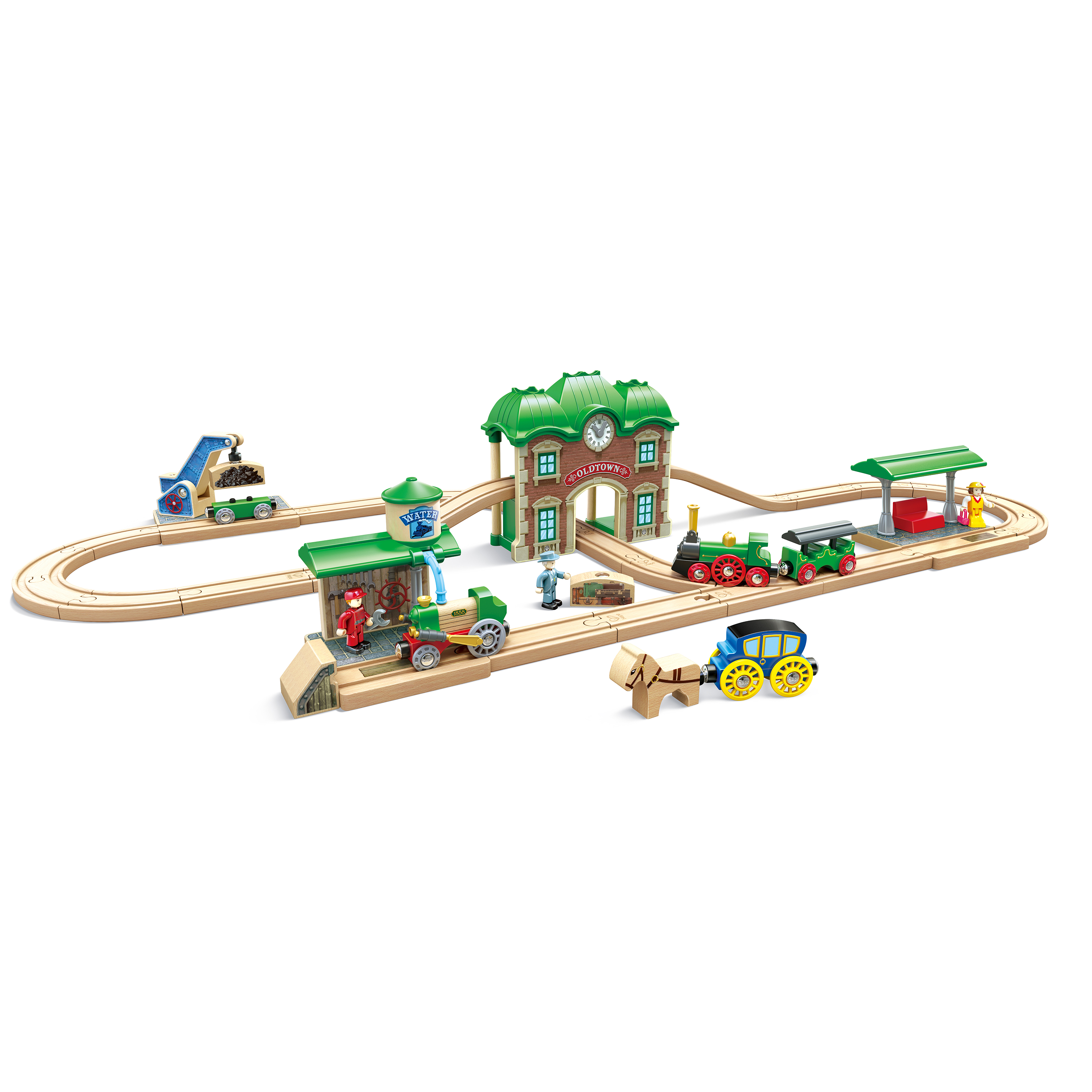 Retro-Zug- und Bahnhofsset