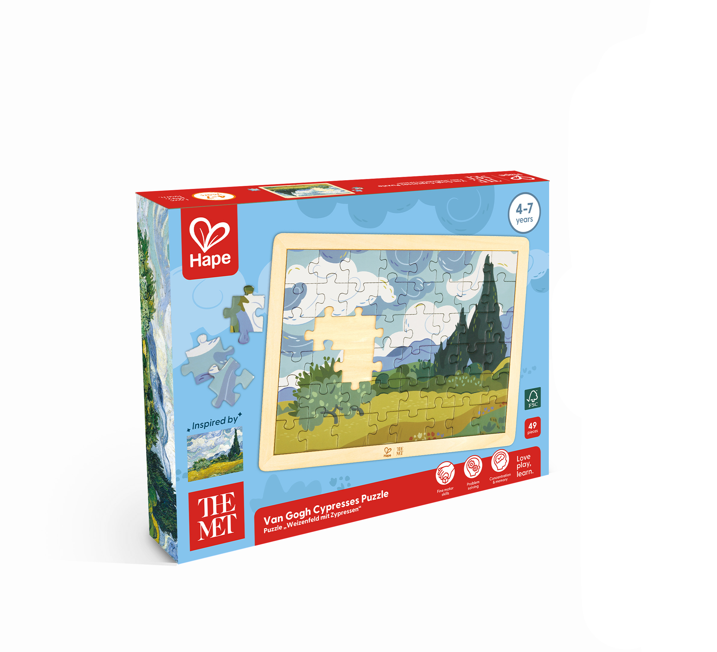 Puzzle "Weizenfeld mit Zypressen"