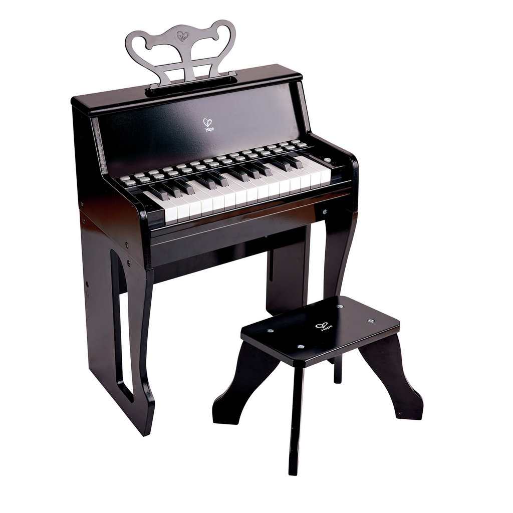 Leuchttasten-Piano mit Hocker, schwarz