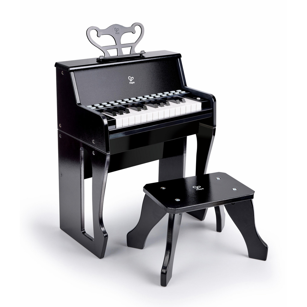 Leuchttasten-Piano mit Hocker, schwarz