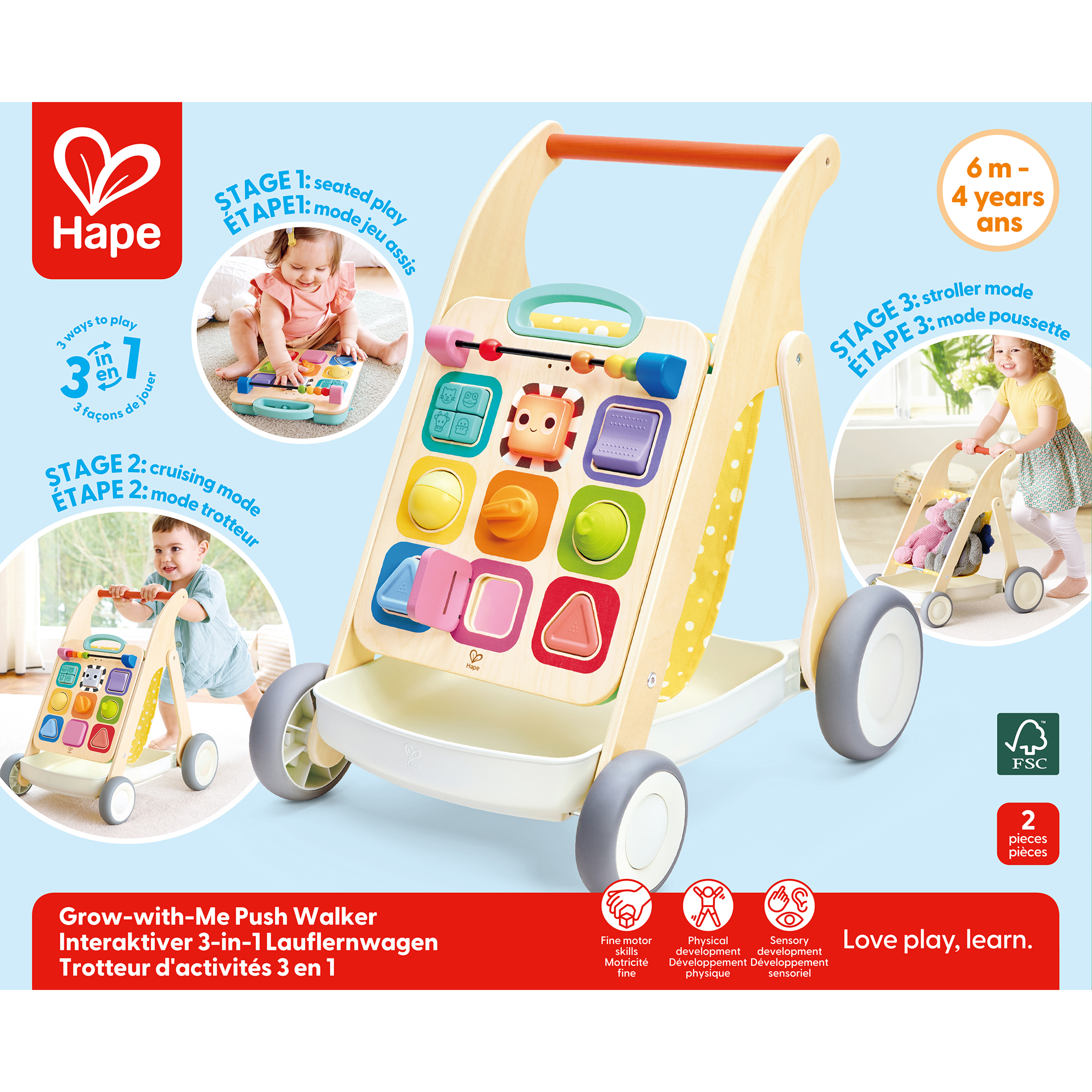 Interaktiver 3-in-1 Lauflernwagen